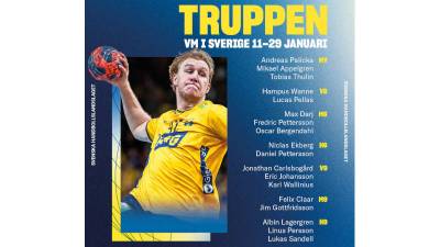Solberg anuncia la convocatoria de Suecia para el Mundial de balonmano 2023